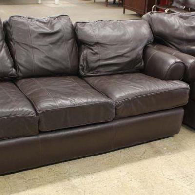  2 Piece Brown Leather Sofa and Loveseat â€“ auction estimate $300-$600 