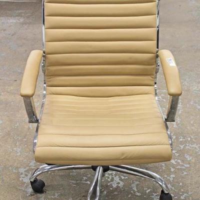  Modern Design Leather Rolled Chrome Base Office Chair â€“ auction estimate $100-$300 