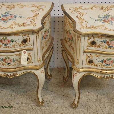  PAIR of Italian Paint Decorated 2 Drawer Stands – auction estimate $200-$400 