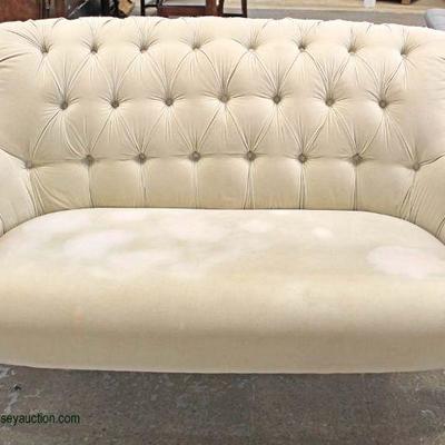  Contemporary Upholstered Button Tufted Decorator Loveseat â€“ auction estimate $100-$300 