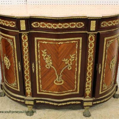 French Style Marble Top Credenza with Elaborate Applied Bronze and Bronze Paw Feet – auction estimate $300-$600 