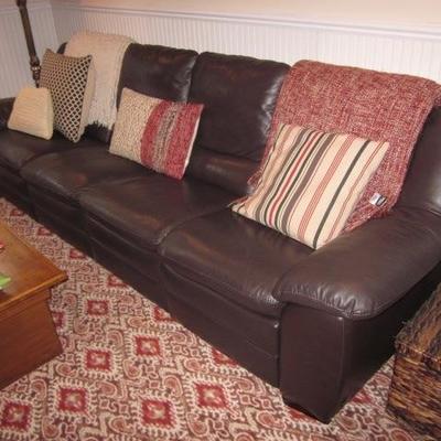 Natuzzi Leather Sofa with Two end Recliners Chocolate Brown