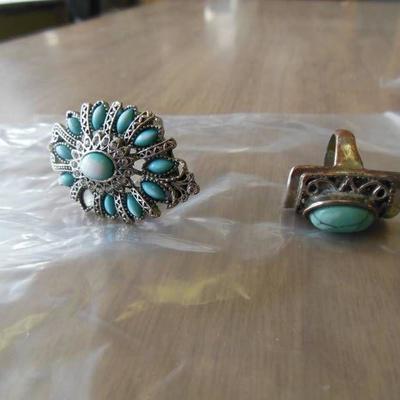 2 Turquoise Colored rings
