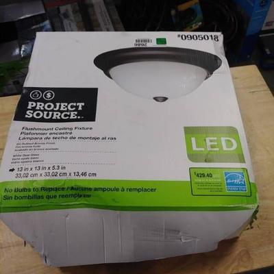 Project Source 13-in Nickel LED Flush Mount Light ...