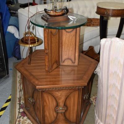 Two End Tables and Ship Lamp