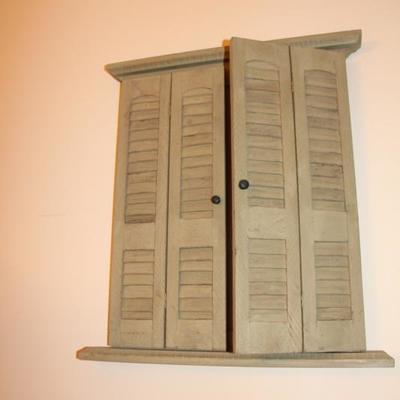 #206 Faux mirrored window with foldable shutters
opened completely 36 3/8"W x 24 1/2"T x 2 3/4"D
PRICE:  $18
