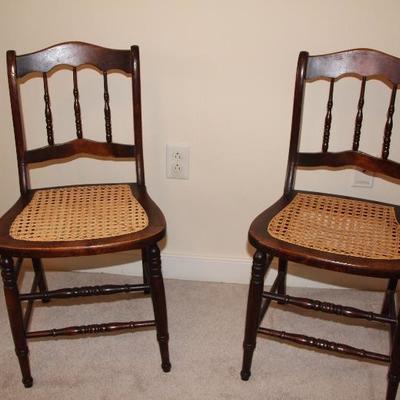 #107  Pair cane bottom chairs
32 3/4
