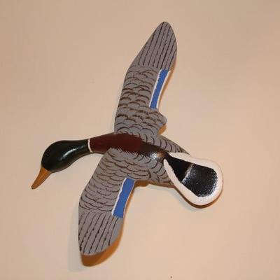 #312  Handpainted Mallard Duck in Flight (hangs on wall) and signed by Herb Daisey Jr from Chincoteague, VA 
head to tail 8 1/4