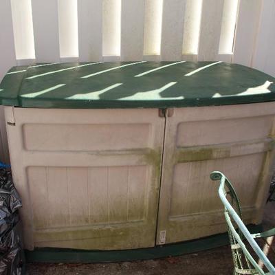 #405  Suncast storage box & gardening contents
56"L x 31"W x 34"T
PRICE:  $35