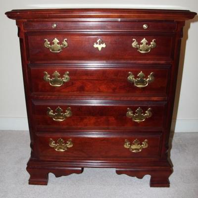 #102  Mahogany 4 drawer Nightstand w/writing tray by Sumter Cabinet Co (SC)
blemish left top corner
28