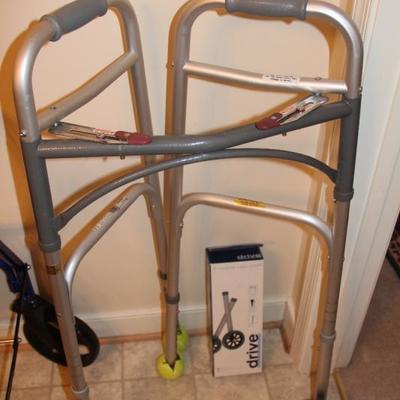 #209  Folding walker with wheel attacment kit
cleaned and sanitized
PRICE:  $16