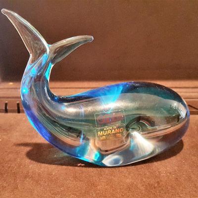 Murano handblown glass whale figurine