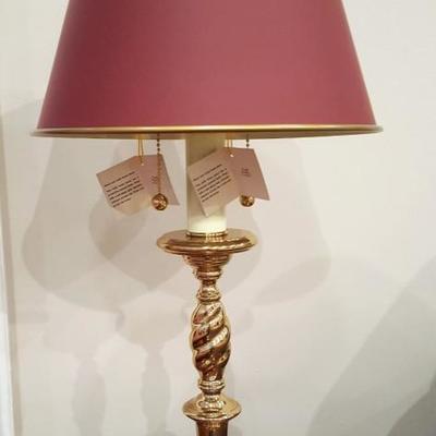 New brass tole lamp with shade
