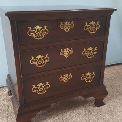 Chippendale style 3 drawer chest (one of pair)