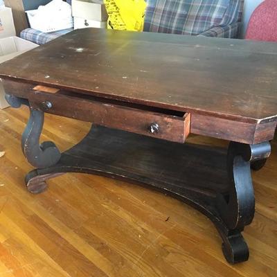 Early 1900â€™s Solid Walnut Library Table