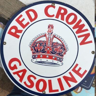red crown gasoline enamel sign