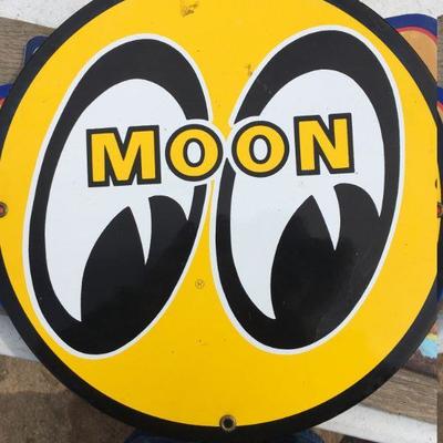 enamel moon racing sign 