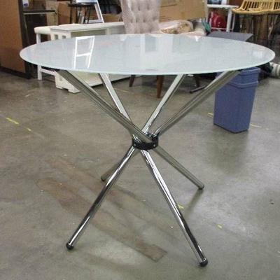 Chrome & Frosted Glass Dining Table