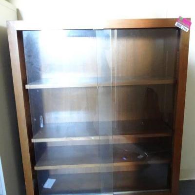 Wood Display Cabinet with Glass Doors