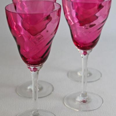 hand-blown ruby red wine glasses