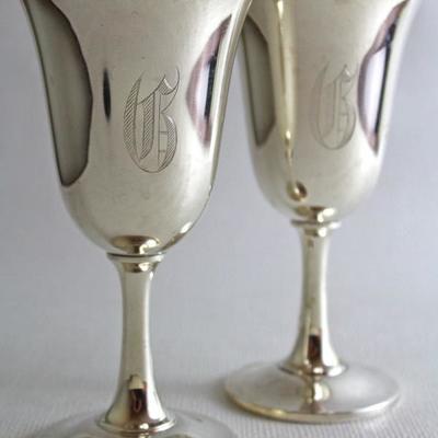 pair of Wallace sterling water goblets, 6 1/2