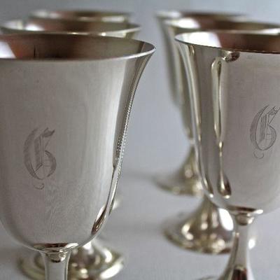set of 6 Stieff 0801 sterling water goblets, 6 1/2