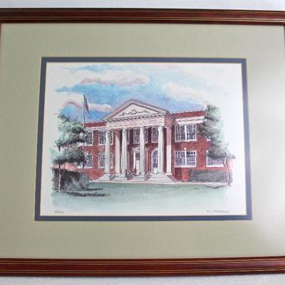 limited edition print of the McIntire School in Charlottesville, VA, by R.J. Kirchman, signed in pencil