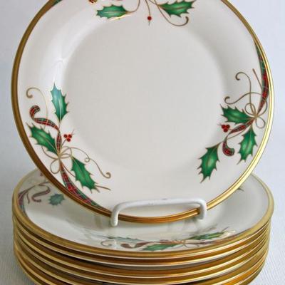 set of (8) Lenox Holiday Art Nouveau salad plates, 9