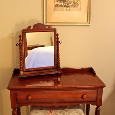 dressing table/wash stand/side table/desk, table top mirror on stand