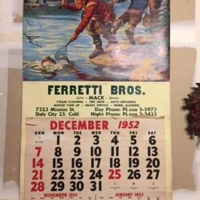 1952 Fishing calendar