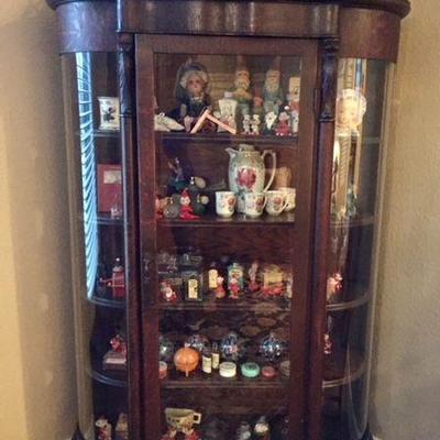 Antique China Hutch with curved glass