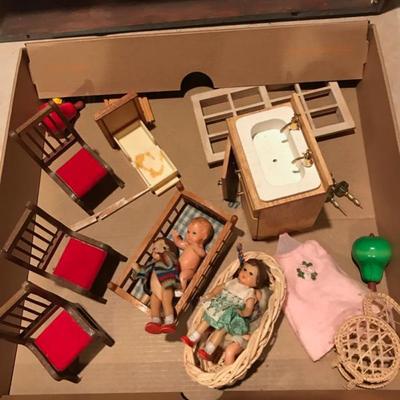 Custom made doll house and accessories $95
