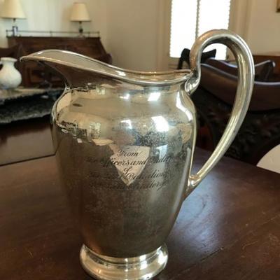 Sterling engraved TWB pitcher $250