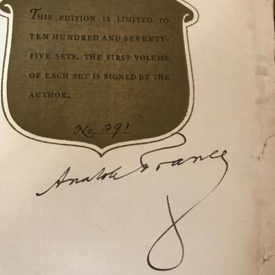 Anatole France The Crimes of Sylvester Bonnard autograph edition #291 1918 $95
or best offer