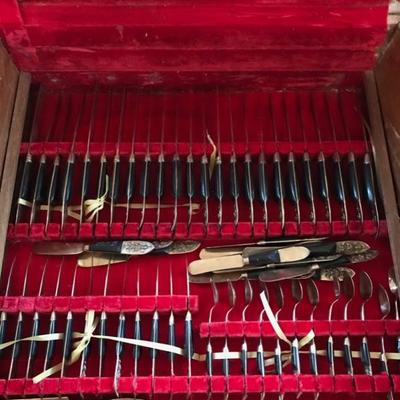 1950's Thai brass and rosewood flatware set  $650