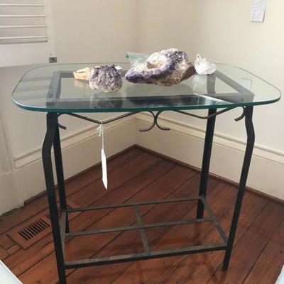 Glass and metal table $75