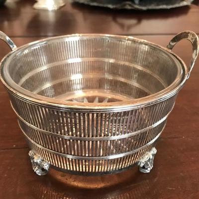 Sterling basket with glass liner $95