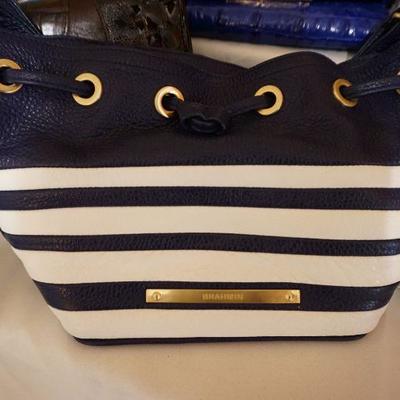 Navy/White Striped Brahmin Handbag