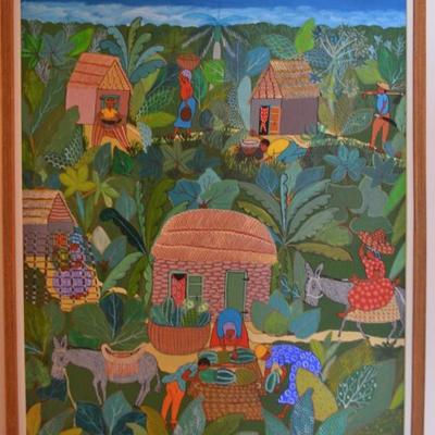 Haitian painting signed Juvernal Derosaire
