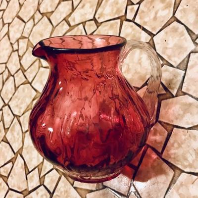 Vintage Hand blown Cranberry glass small pitcher/creamer