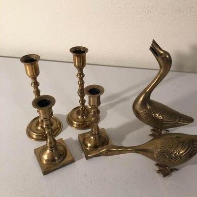 Brass Candlesticks and Ducks