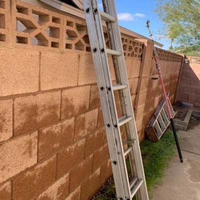 Two Ladders and A Pole Saw with Blade