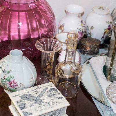 Antique and vintage colored glass, crystal, and china treasures