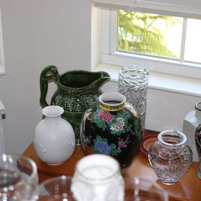 Collectible glass and pottery.