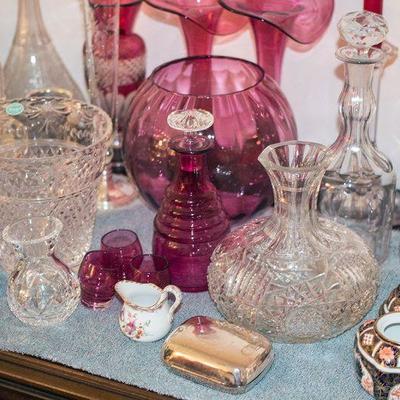 Antique and vintage colored glass, crystal, and china treasures