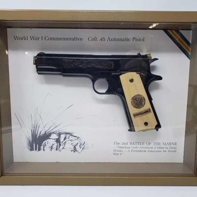 #163: Colt 1911 2nd Battle of the Marne WWI Commem. .45 Pistol in Display Case
Serial Number: 1942M2 Barrel Length: 5