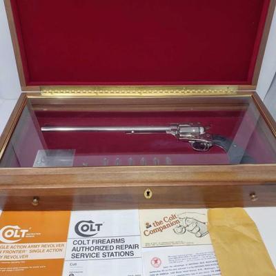 #131: Colt New Frontier Ned Buntline Commemorative .45 Cal Revolver with Case
Serial Number: NB2252
Barrel Length: 12