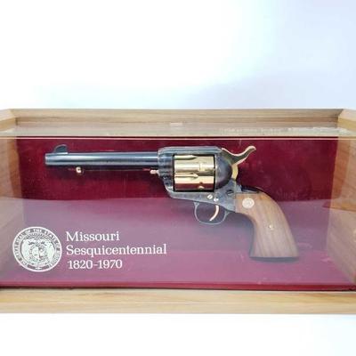 #138: Colt SAA Missouri Sesquicentennial 1820-1970 .45 Cal Revolver with Case
Serial Number: P85M0S
Barrel Length: 5.5