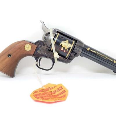 #139: Colt SAA Buffalo Bill Commemorative .45 Cal Revolver, with Original Box
Serial Number: CBBC0985
Barrel Length: 4.75