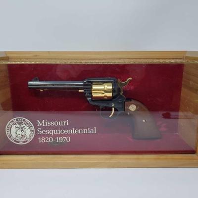 #140: Colt Frontier Scout Missouri Sesquicentennial .22lr Revolver with Case
Serial Number: 85M0S Barrel Length: 4.75